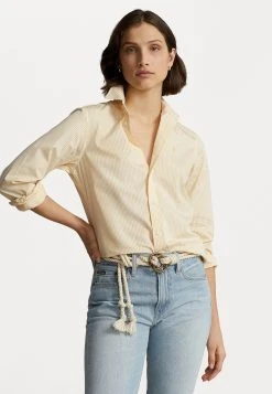 Polo Ralph Lauren LONG SLEEVE BUTTON FRONT SHIRT - Koszula - White/fall Yellow