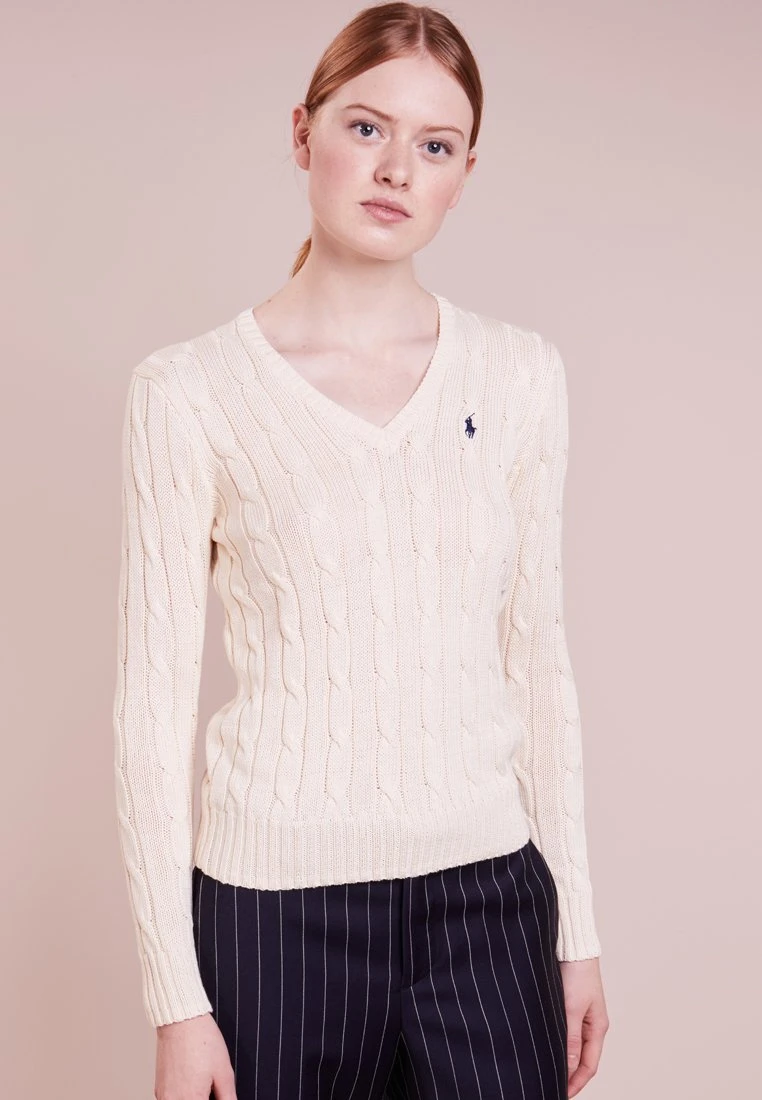 Polo Ralph Lauren CABLE V-NECK - Sweter - Cream 3 Polo Ralph Lauren CABLE V-NECK - Sweter - Cream