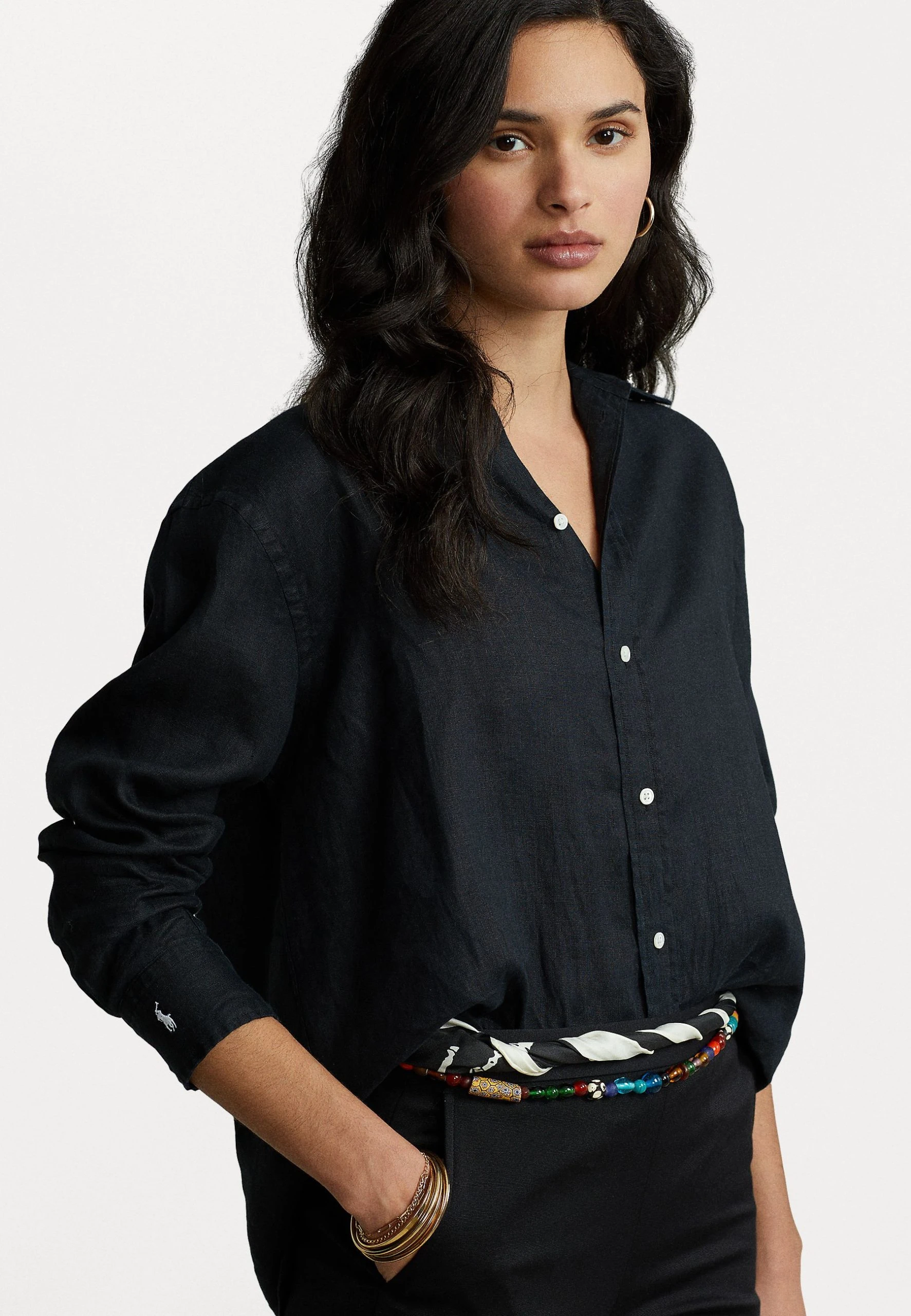 Polo Ralph Lauren LIGH LONG SLEEVE BUTTON FRONT SHIRT - Koszula - Black 7 Polo Ralph Lauren LIGH LONG SLEEVE BUTTON FRONT SHIRT - Koszula - Black - obrazek 5