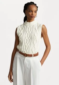Polo Ralph Lauren ARAN SLEEVELESS - Sweter - Chic Cream