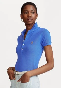 Polo Ralph Lauren JULIE SLIM SHORT SLEEVE - Koszulka Polo - New Iris Blue