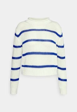 Polo Ralph Lauren LONG SLEEVE PULLOVER - Sweter - White/royal Blue -Polo Ralph Lauren 1e633258ebae4259a8cd9598811903db