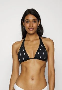 Polo Ralph Lauren LOGO ICONS HALTER BRA - Góra Od Bikini - Black
