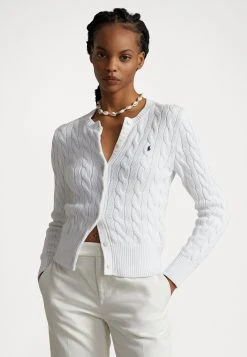 Polo Ralph Lauren LONG SLEEVE CARDIGAN - Kardigan - White