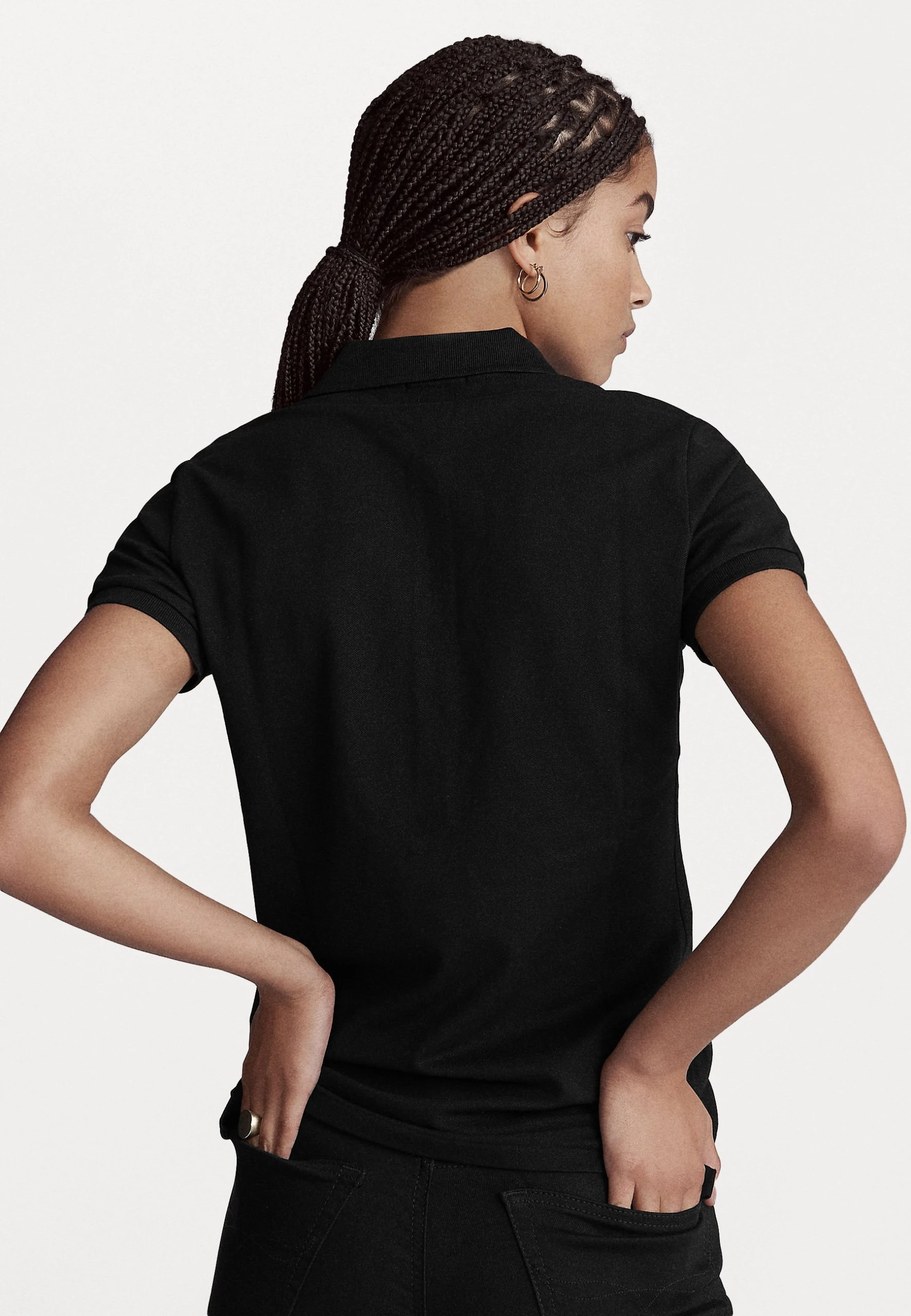 Polo Ralph Lauren JULIE SLIM SHORT SLEEVE - Koszulka Polo - Black/white 5 Polo Ralph Lauren JULIE SLIM SHORT SLEEVE - Koszulka Polo - Black/white - obrazek 3