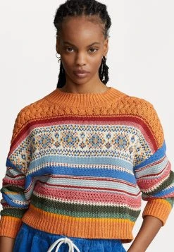 Polo Ralph Lauren LONG SLEEVE - Sweter - Orange Multi -Polo Ralph Lauren 318429e95a634a41b03d24decc934b27