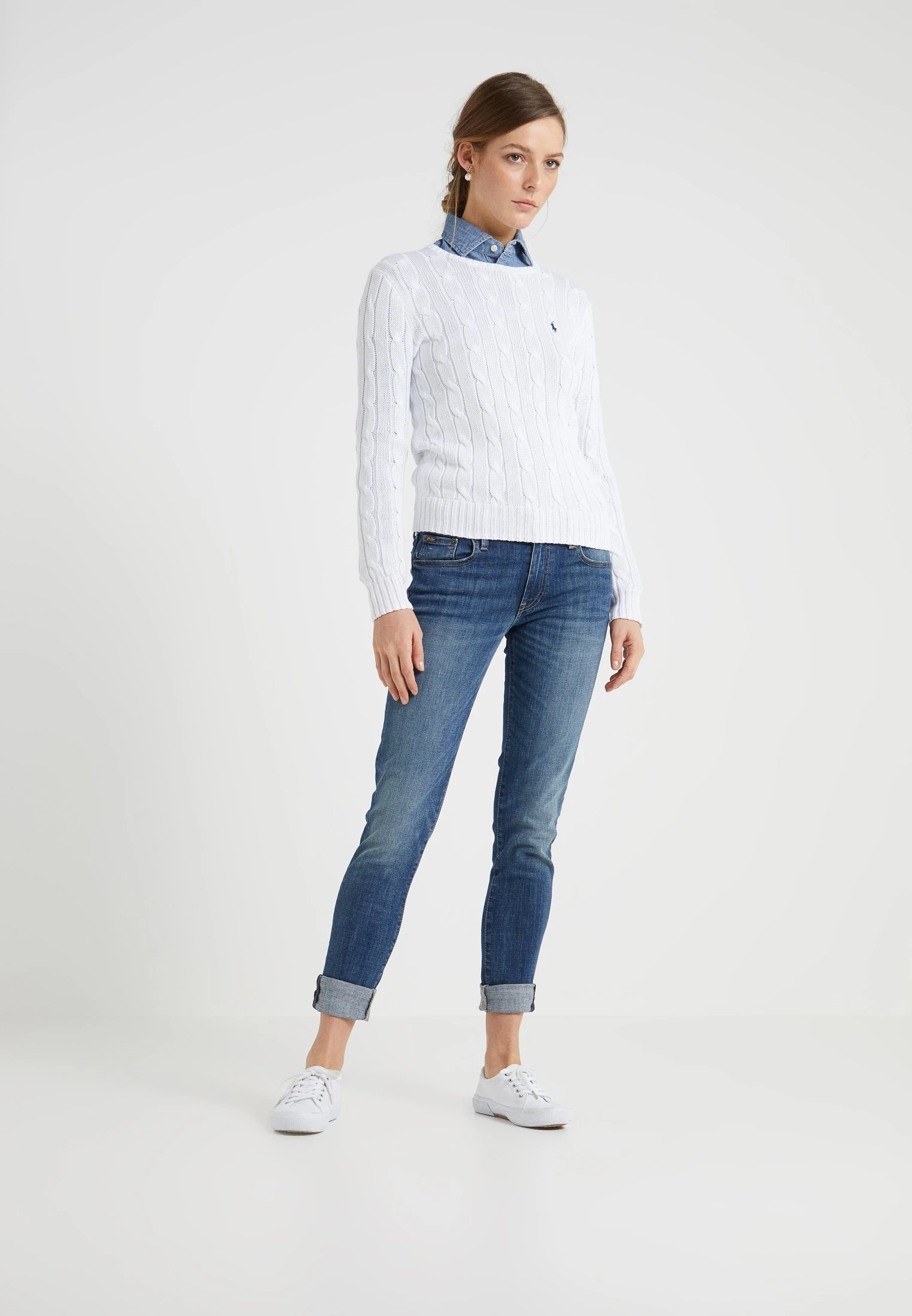 Polo Ralph Lauren SLIM FIT - Sweter - White 4 Polo Ralph Lauren SLIM FIT - Sweter - White - obrazek 2