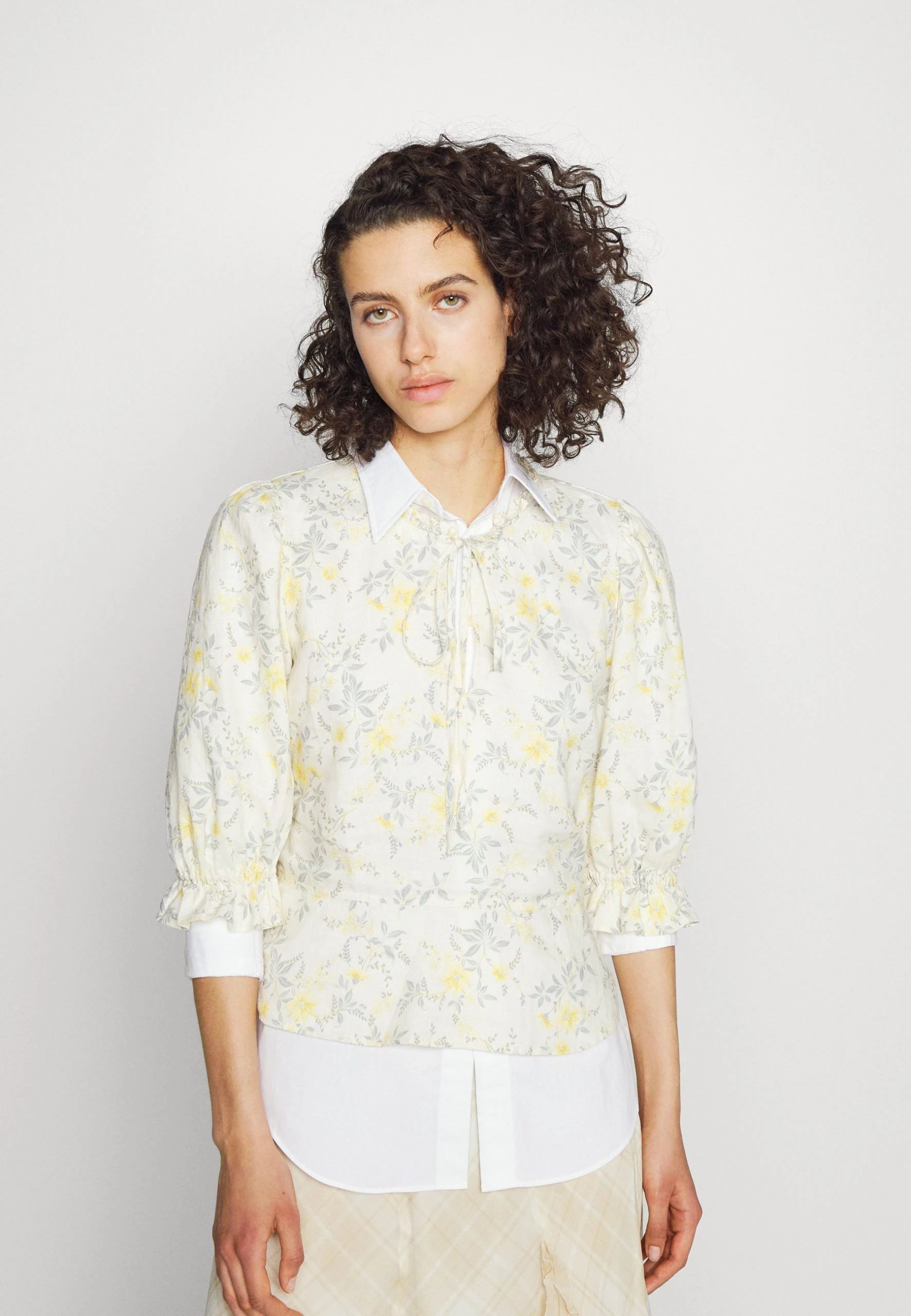 Polo Ralph Lauren FLORAL LINEN PEPLUM BLOUSE - Bluzka - Yellow Vine 3 Polo Ralph Lauren FLORAL LINEN PEPLUM BLOUSE - Bluzka - Yellow Vine