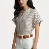 Polo Ralph Lauren ALEN SHORT SLEEVE BUTTON FRONT SHIRT - Koszula - Hunter Brown/white -Polo Ralph Lauren 3c0e258235bc471cb61e98d689d02d5e