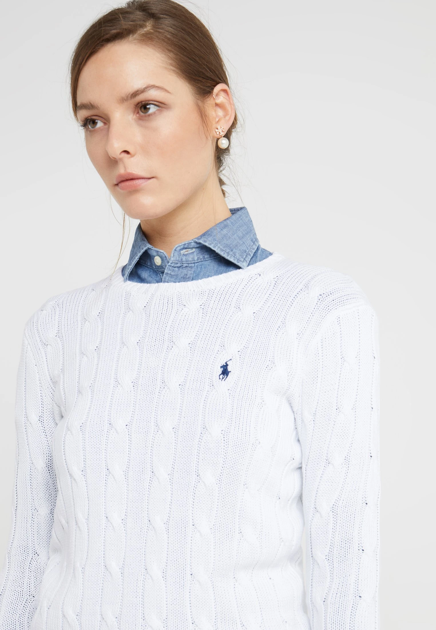 Polo Ralph Lauren SLIM FIT - Sweter - White 6 Polo Ralph Lauren SLIM FIT - Sweter - White - obrazek 4