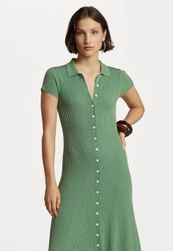 Polo Ralph Lauren COLLAR DRESS SHORT SLEEVE DAY DRESS - Sukienka Dzianinowa - Fairway Green