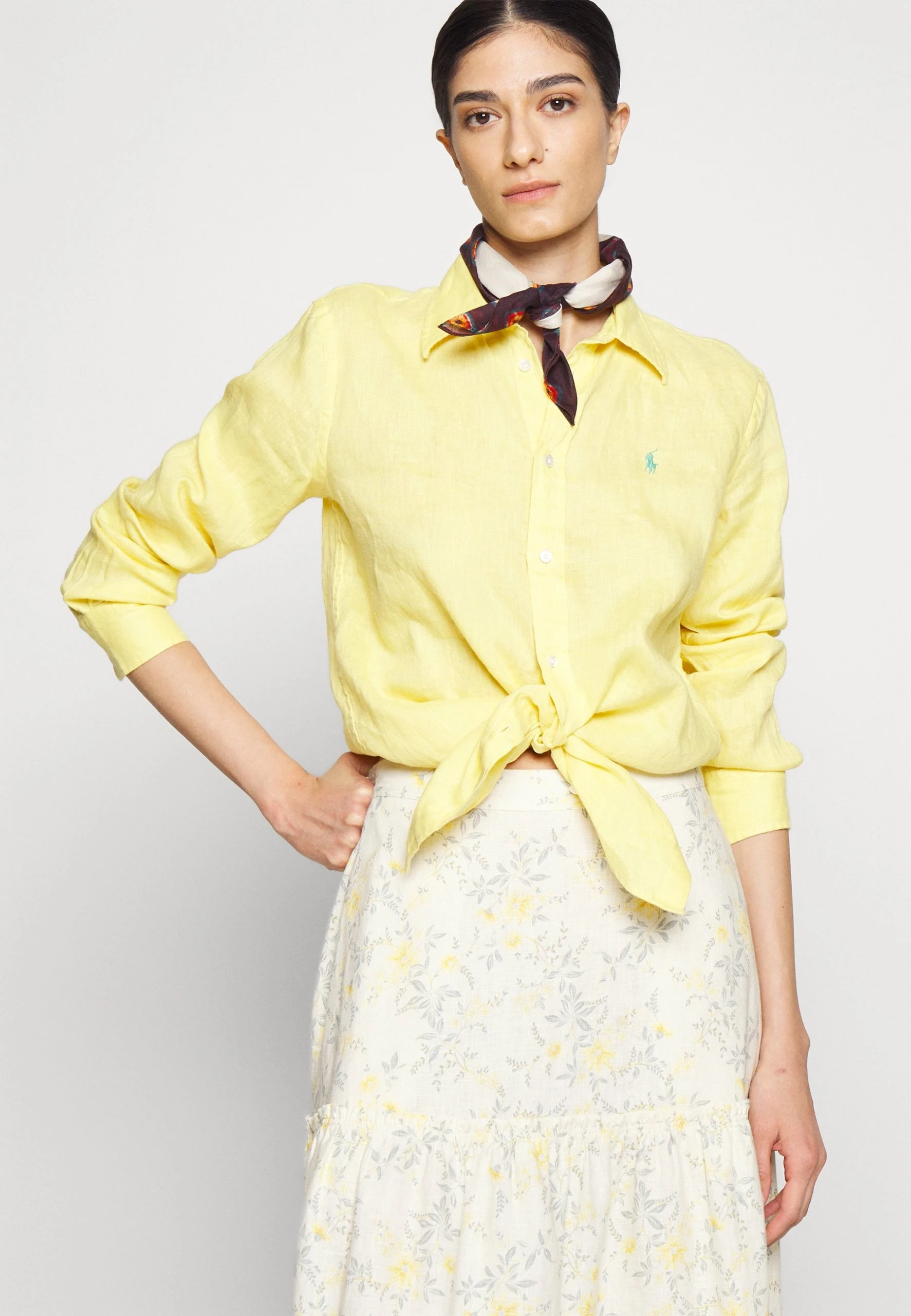 Polo Ralph Lauren FLORAL TWO-TIERED LINEN MIDI SKIRT - Spódnica Trapezowa - Yellow Vine 7 Polo Ralph Lauren FLORAL TWO-TIERED LINEN MIDI SKIRT - Spódnica Trapezowa - Yellow Vine - obrazek 5