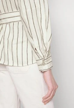 Polo Ralph Lauren LONG SLEEVE-BUTTON FRONT SHIRT - Bluzka - Cream/ Brown Stripe -Polo Ralph Lauren 45dbd1832c804dbea2f8ce47a17dffab