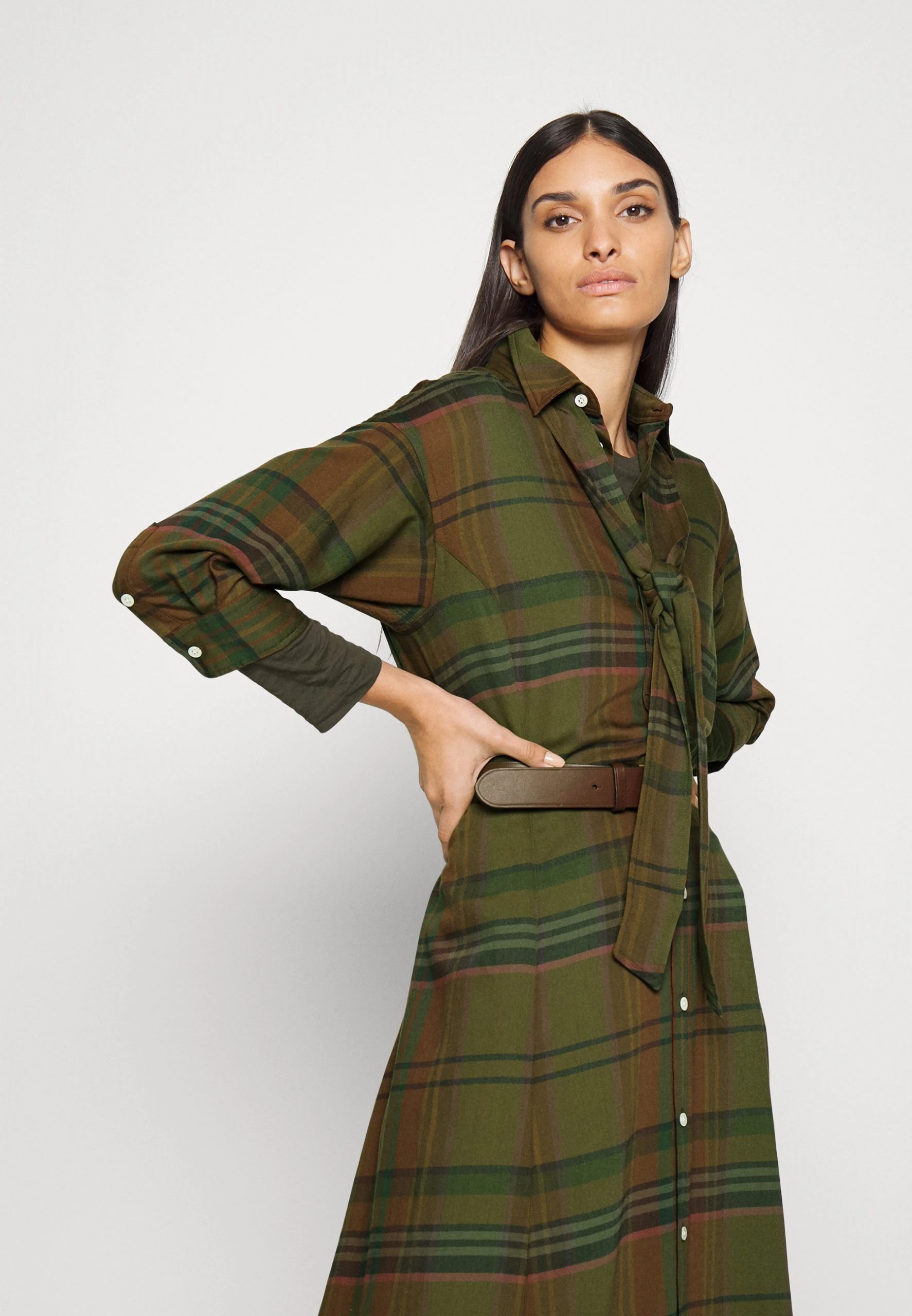 Polo Ralph Lauren BETANY LONG SLEEVE DAY DRESS - Sukienka Letnia - Brown/olive Multi Plaid 6 Polo Ralph Lauren BETANY LONG SLEEVE DAY DRESS - Sukienka Letnia - Brown/olive Multi Plaid - obrazek 4