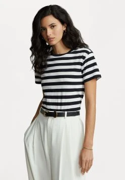 Polo Ralph Lauren STRIPE SHORT SLEEVE - T-shirt Z Nadrukiem - Black/white