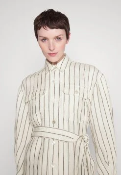 Polo Ralph Lauren LONG SLEEVE-BUTTON FRONT SHIRT - Bluzka - Cream/ Brown Stripe -Polo Ralph Lauren 54ef998ee07b47d6993a5bbb757df9b1