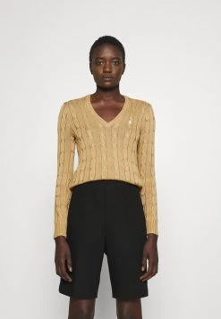 Polo Ralph Lauren CABLE V-NECK - Sweter - Luxury Tan