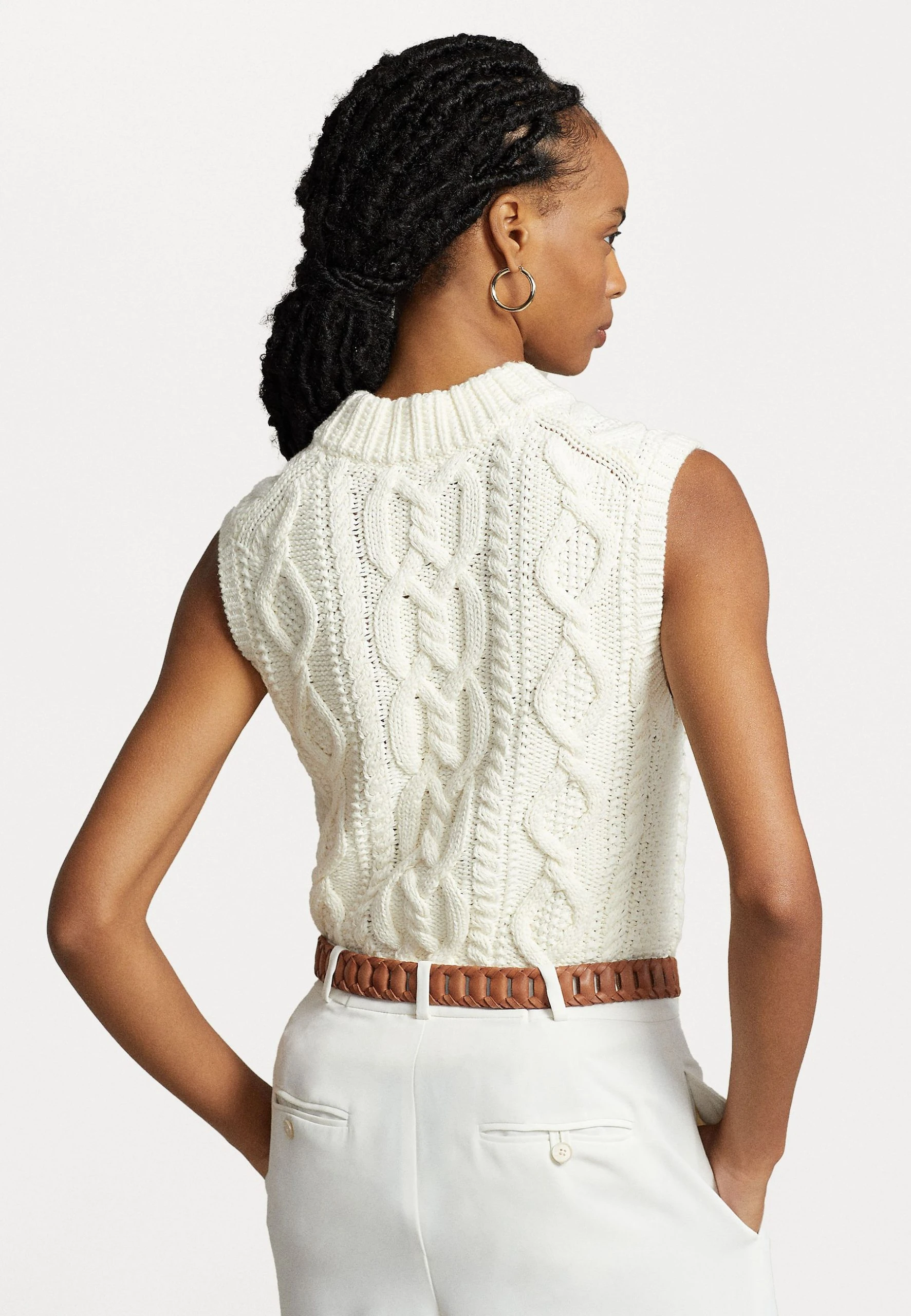 Polo Ralph Lauren ARAN SLEEVELESS - Sweter - Chic Cream 5 Polo Ralph Lauren ARAN SLEEVELESS - Sweter - Chic Cream - obrazek 3