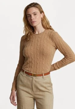 Polo Ralph Lauren JULIANNA CLASSIC LONG SLEEVE - Sweter - Camel Melange