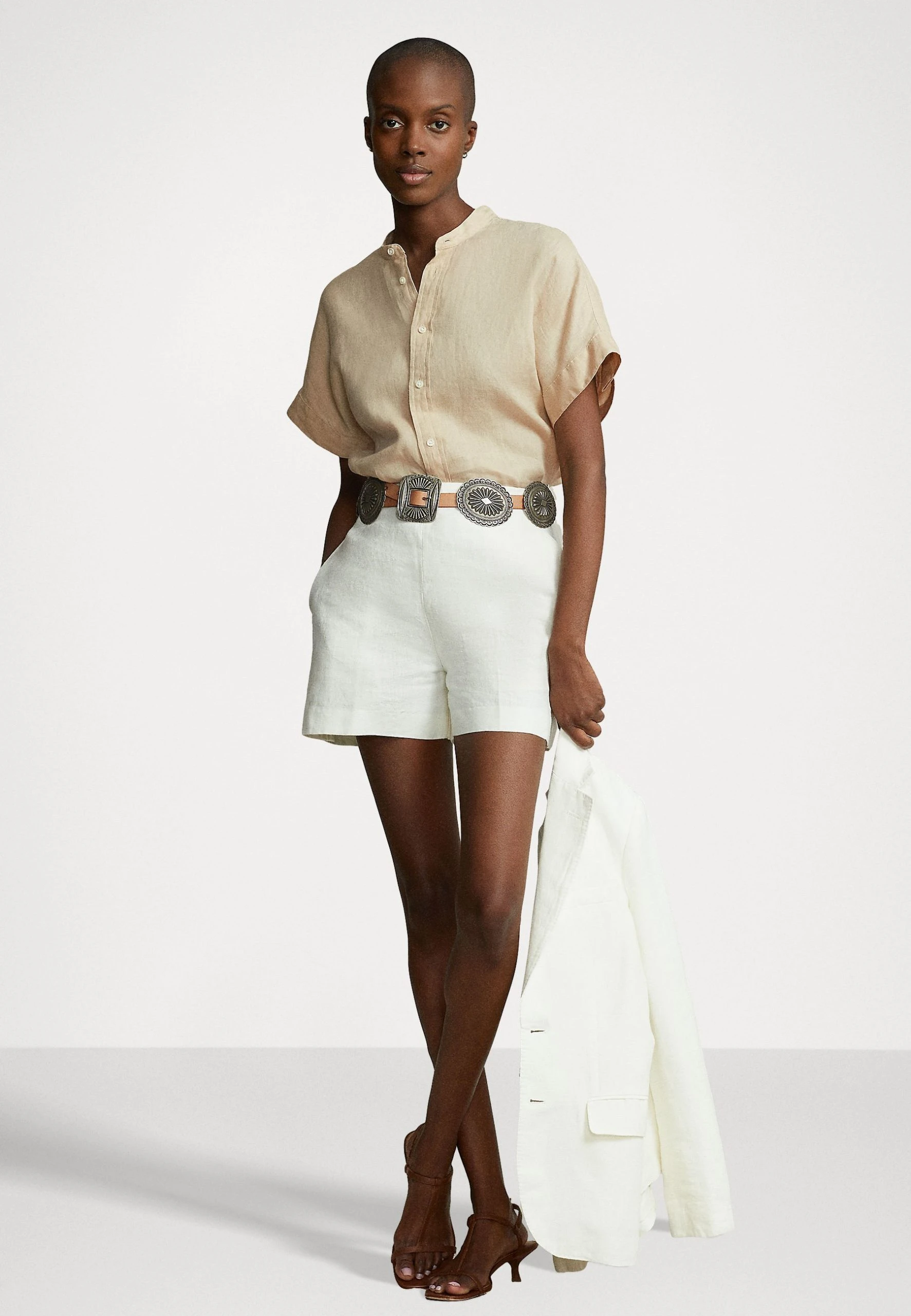 Polo Ralph Lauren ALEN SHORT SLEEVE BUTTON FRONT SHIRT - Koszula - Spring Beige 4 Polo Ralph Lauren ALEN SHORT SLEEVE BUTTON FRONT SHIRT - Koszula - Spring Beige - obrazek 2