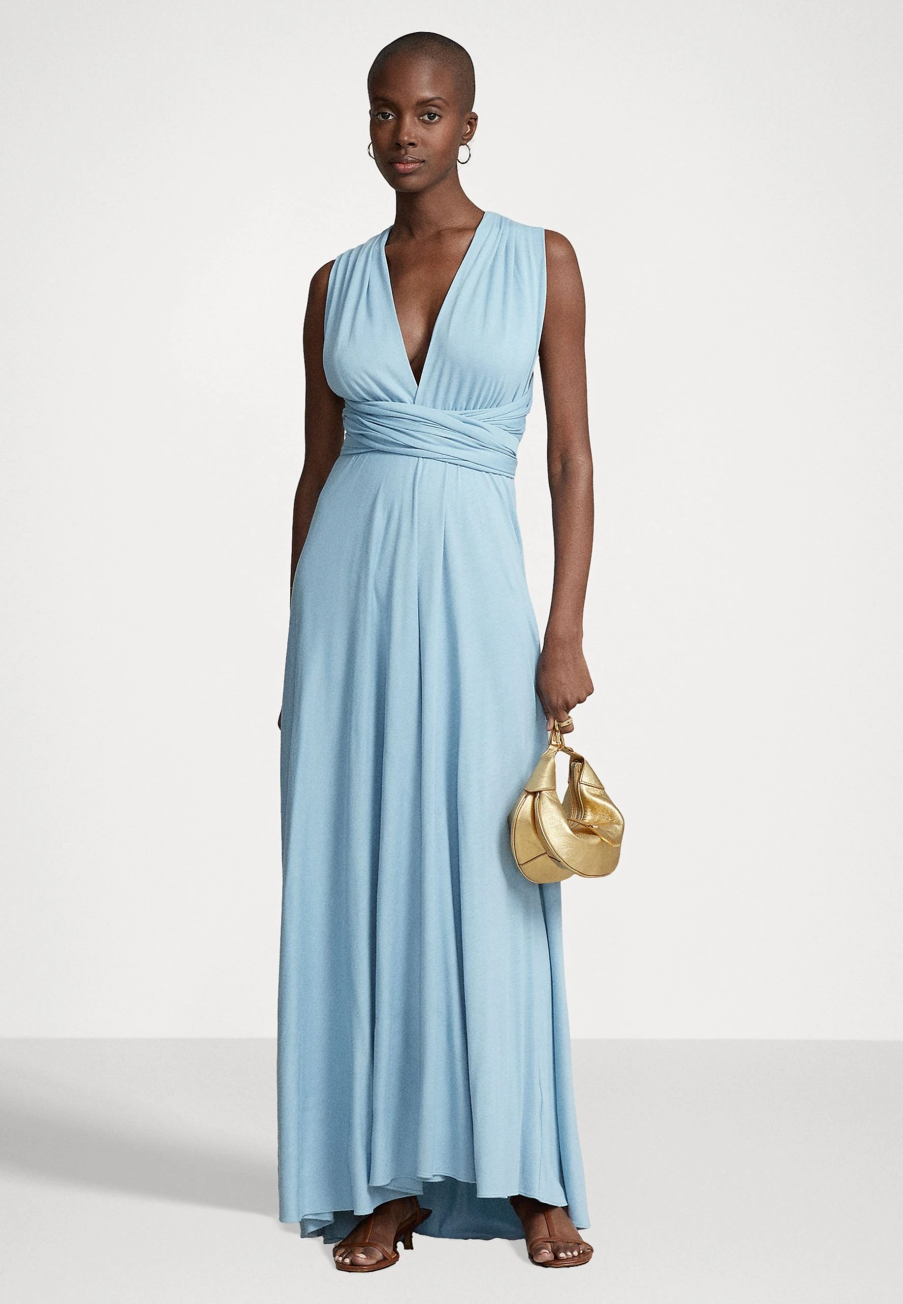 Polo Ralph Lauren SLEEVELESS DRESS - Długa Sukienka - Powder Blue 4 Polo Ralph Lauren SLEEVELESS DRESS - Długa Sukienka - Powder Blue - obrazek 2