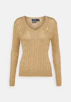 Polo Ralph Lauren CABLE V-NECK - Sweter - Luxury Tan -Polo Ralph Lauren 7198a575b26f490bbfe2877f697cb3fb