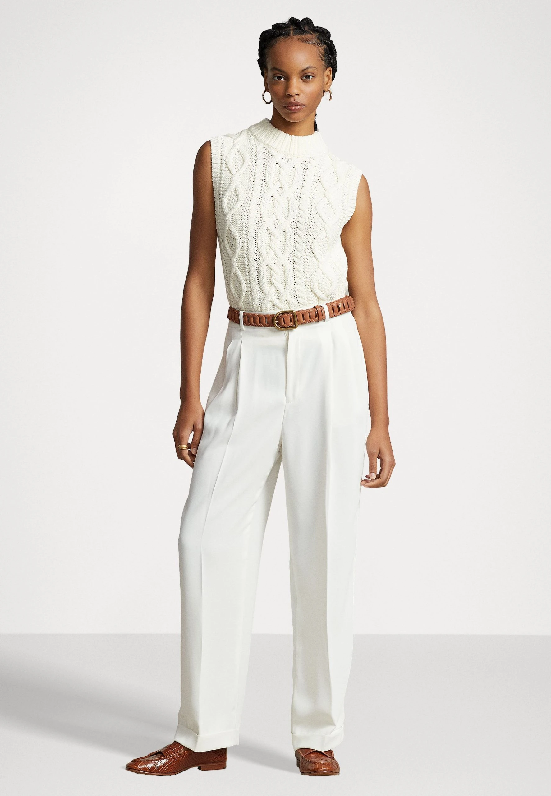 Polo Ralph Lauren ARAN SLEEVELESS - Sweter - Chic Cream 4 Polo Ralph Lauren ARAN SLEEVELESS - Sweter - Chic Cream - obrazek 2
