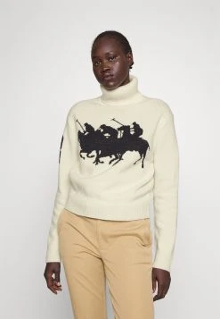 Polo Ralph Lauren LONG SLEEVE - Sweter - Cream/black