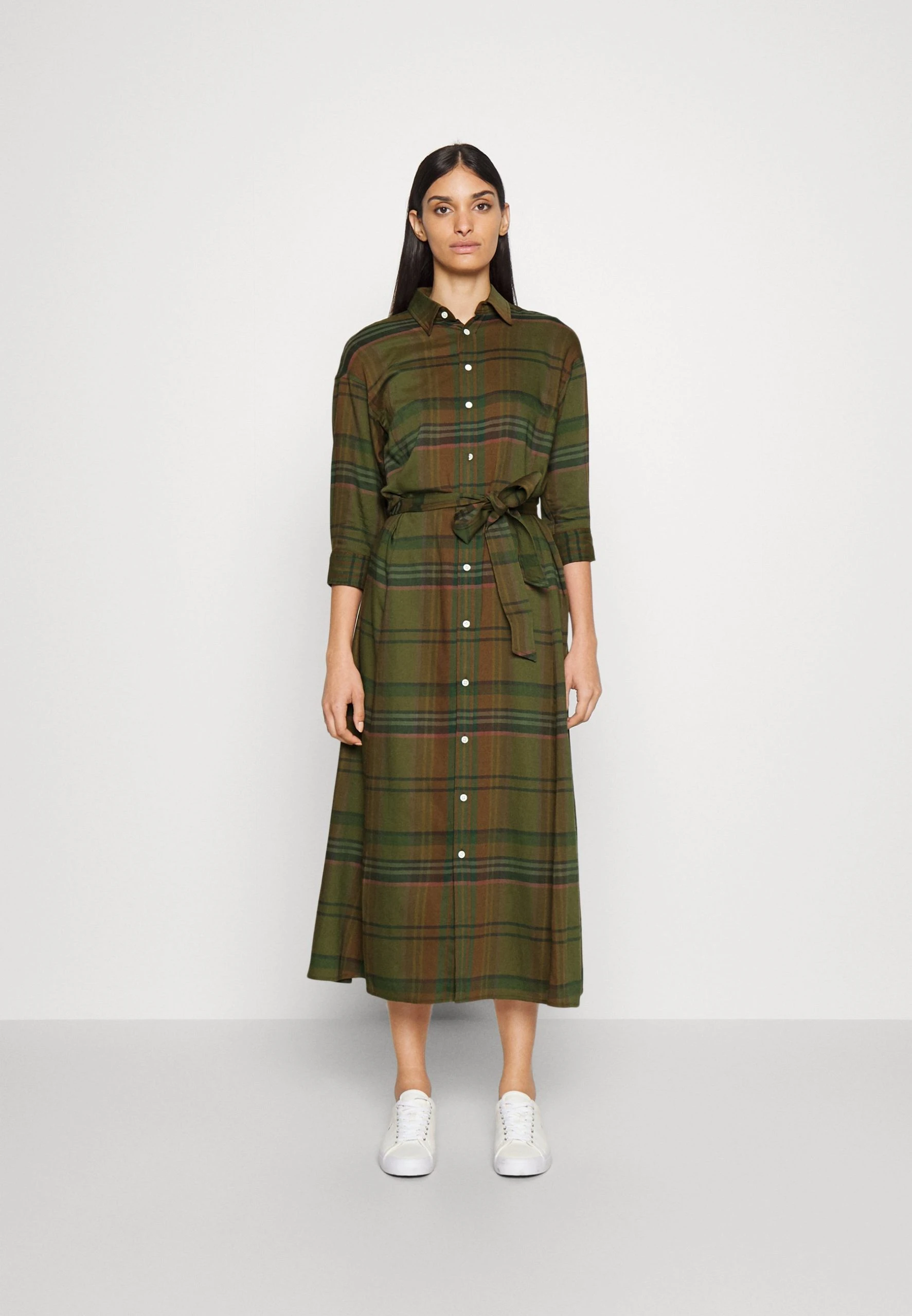 Polo Ralph Lauren BETANY LONG SLEEVE DAY DRESS - Sukienka Letnia - Brown/olive Multi Plaid 3 Polo Ralph Lauren BETANY LONG SLEEVE DAY DRESS - Sukienka Letnia - Brown/olive Multi Plaid