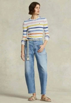 Polo Ralph Lauren CABEL STRIPE - Sweter - White