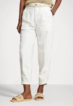Polo Ralph Lauren CROPPED FLAT FRONT - Spodnie Materiałowe - White