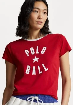 Polo Ralph Lauren BALL SHORT SLEEVE - T-shirt Z Nadrukiem - Red -Polo Ralph Lauren 907be48b119a4604b3df5d45179d0197