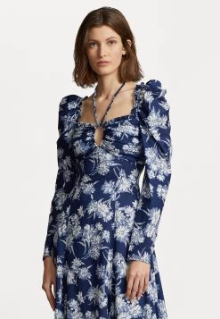 Polo Ralph Lauren BLOOM LONG SLEEVE DRESS - Sukienka Koktajlowa - Dark Blue
