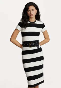 Polo Ralph Lauren SHORT SLEEVE DAY DRESS - Sukienka Etui - Black/nevis