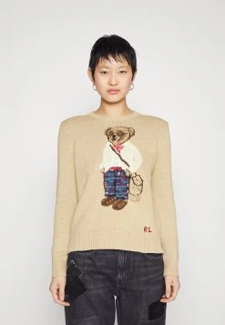 Polo Ralph Lauren BEAR-LONG SLEEVE-PULLOVER - Sweter - Tan Multi