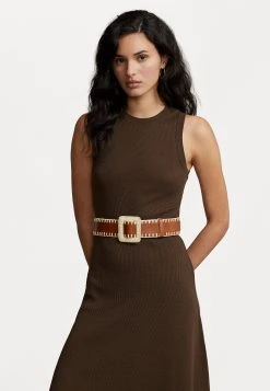 Polo Ralph Lauren SLEEVELESS DAY DRESS - Sukienka Dzianinowa - Nutmeg