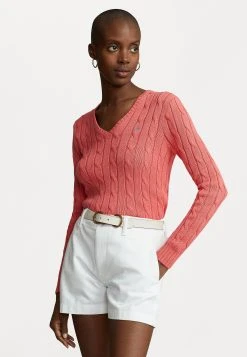 Polo Ralph Lauren KIMBERLY LONG SLEEVE - Sweter - Ruby Coral