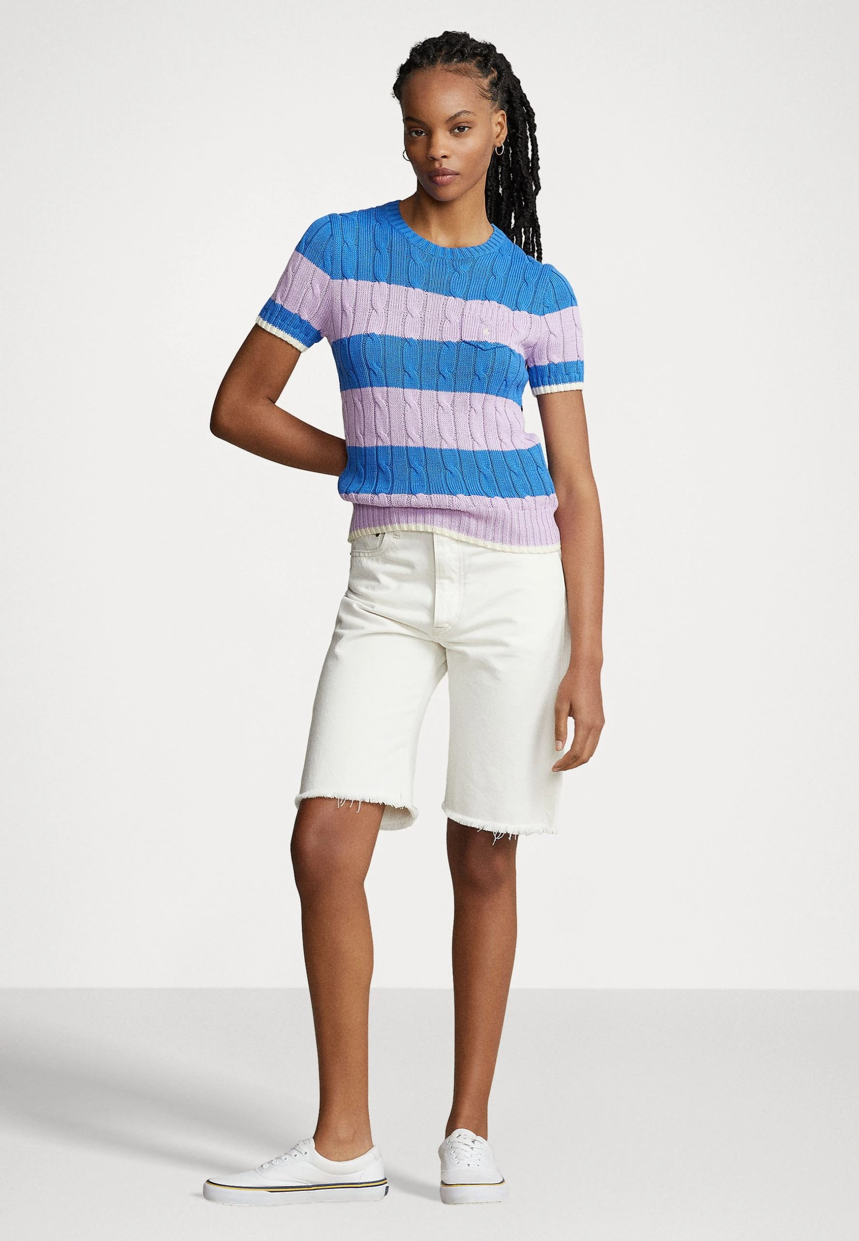Polo Ralph Lauren STRIPE SHORT SLEEVE - T-shirt Z Nadrukiem - Colby Blue/soft Lilac 4 Polo Ralph Lauren STRIPE SHORT SLEEVE - T-shirt Z Nadrukiem - Colby Blue/soft Lilac - obrazek 2