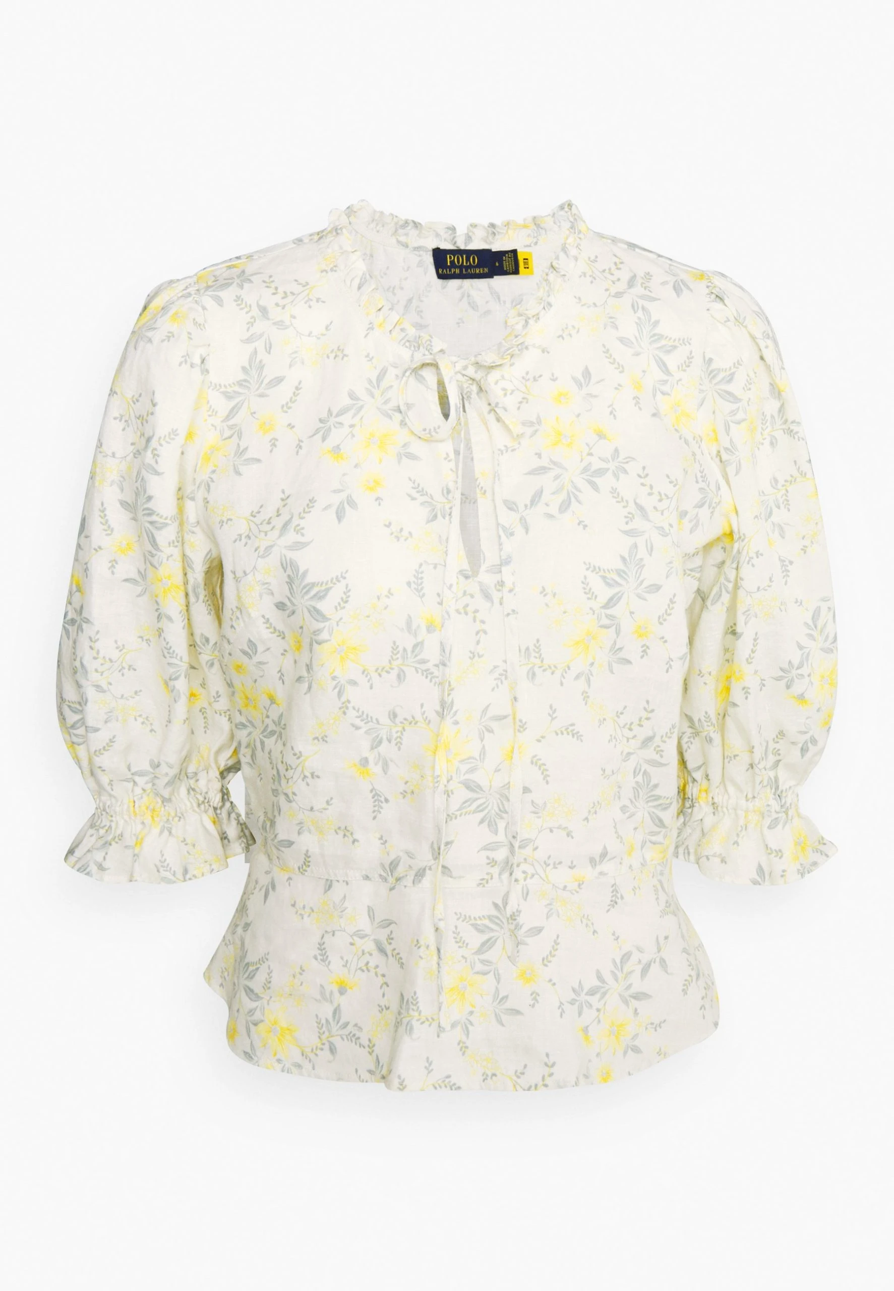 Polo Ralph Lauren FLORAL LINEN PEPLUM BLOUSE - Bluzka - Yellow Vine 7 Polo Ralph Lauren FLORAL LINEN PEPLUM BLOUSE - Bluzka - Yellow Vine - obrazek 5