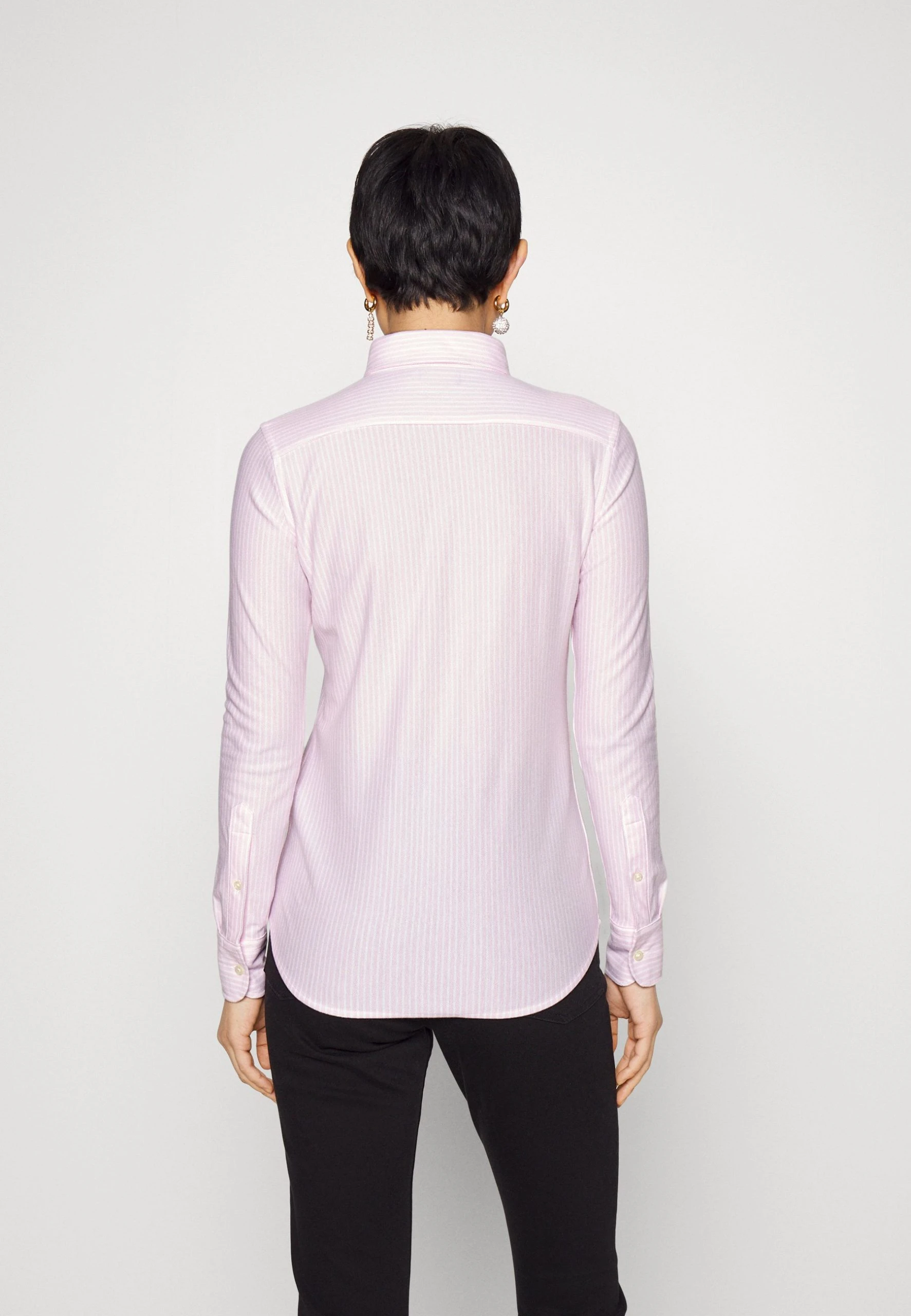 Polo Ralph Lauren KNIT OXFORD SHIRT STRIPED - Bluzka - Carmel Pink/white Stripe 5 Polo Ralph Lauren KNIT OXFORD SHIRT STRIPED - Bluzka - Carmel Pink/white Stripe - obrazek 3