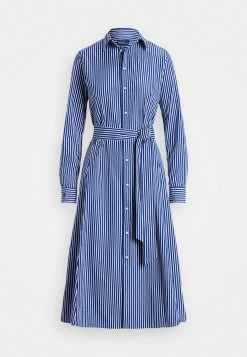 Polo Ralph Lauren LONG SLEEVE DAY DRESS - Sukienka Koszulowa - Bright Navy/ White -Polo Ralph Lauren c1e4af20a58d4ea4b1c70b02330963d8