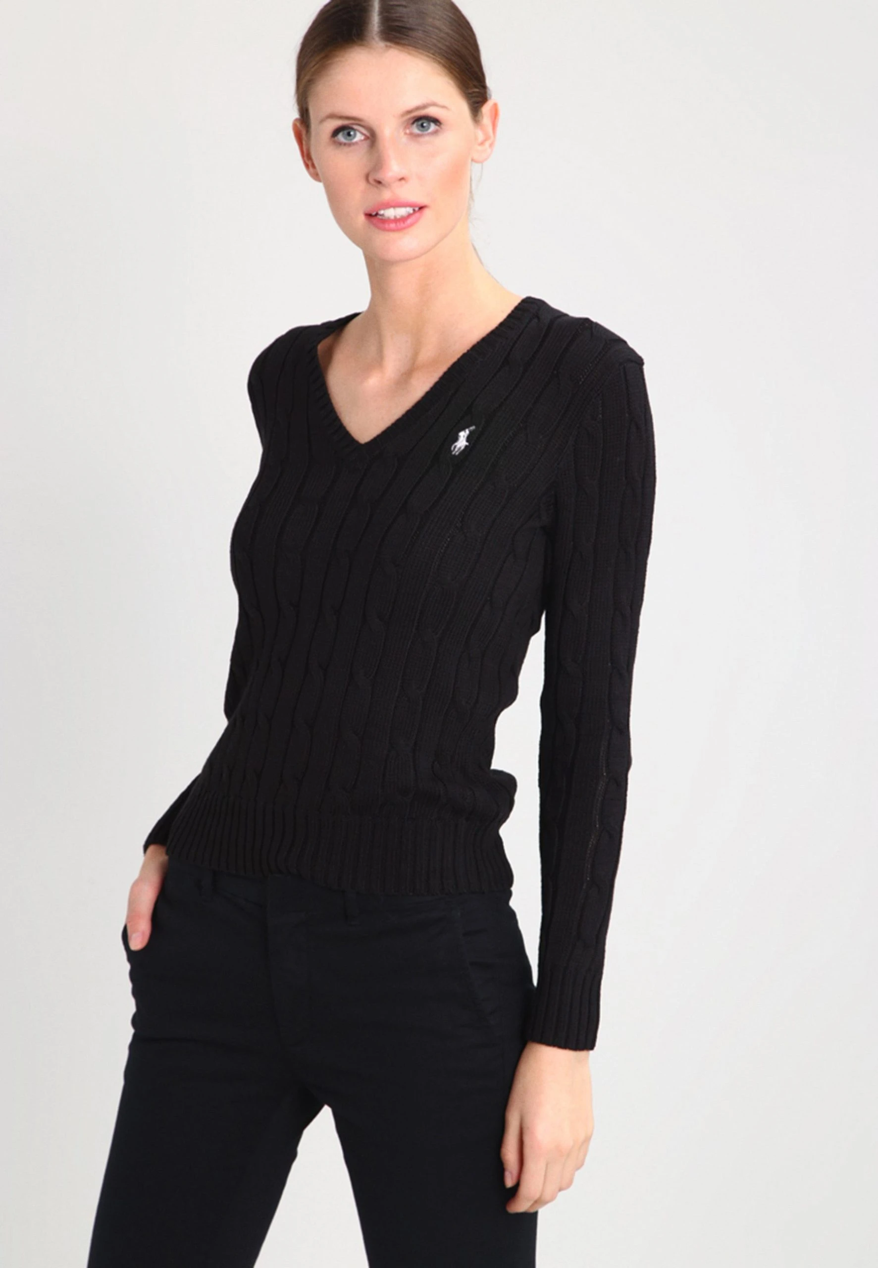 Polo Ralph Lauren CABLE V-NECK - Sweter - Polo Black 3 Polo Ralph Lauren CABLE V-NECK - Sweter - Polo Black