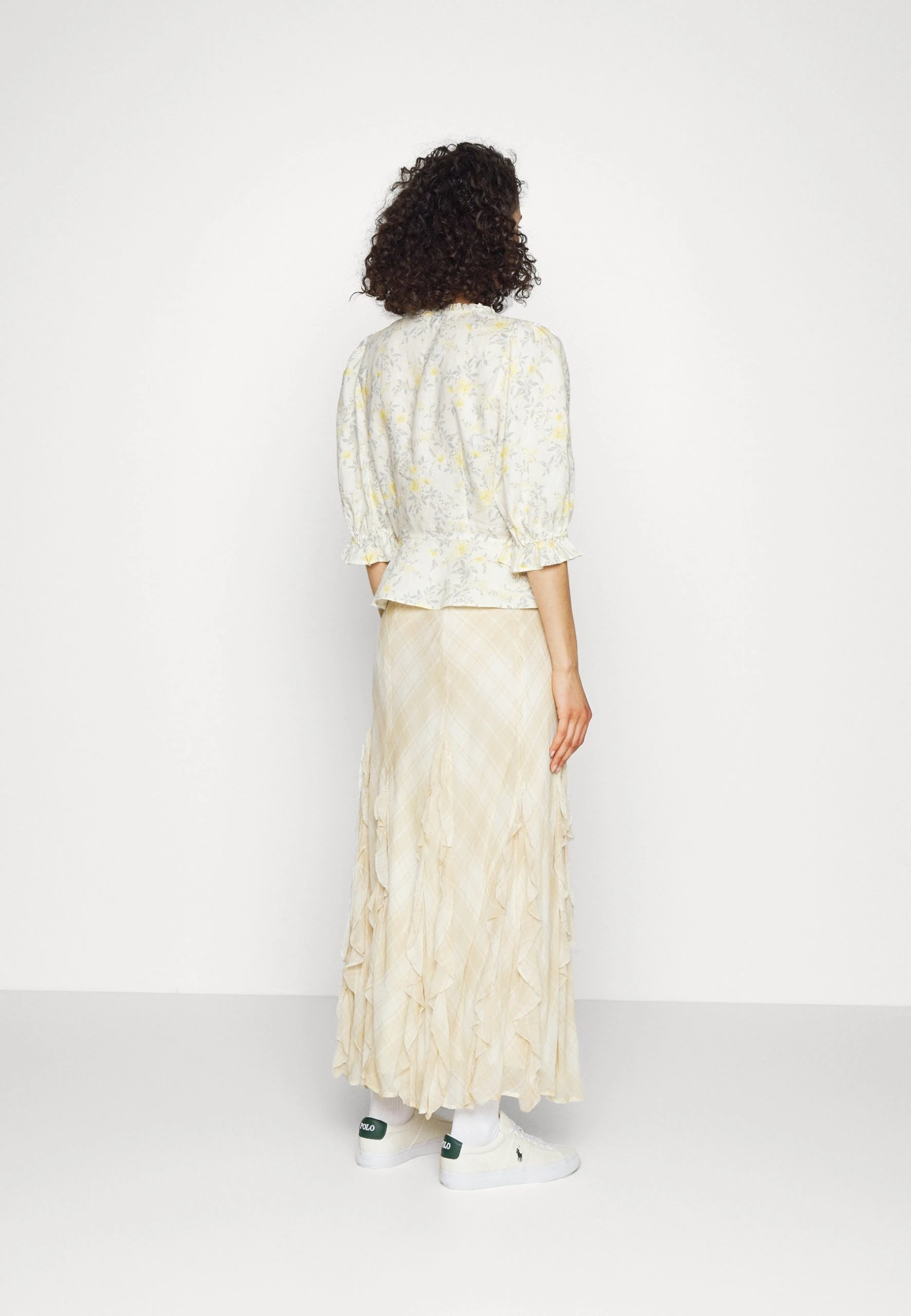 Polo Ralph Lauren FLORAL LINEN PEPLUM BLOUSE - Bluzka - Yellow Vine 5 Polo Ralph Lauren FLORAL LINEN PEPLUM BLOUSE - Bluzka - Yellow Vine - obrazek 3