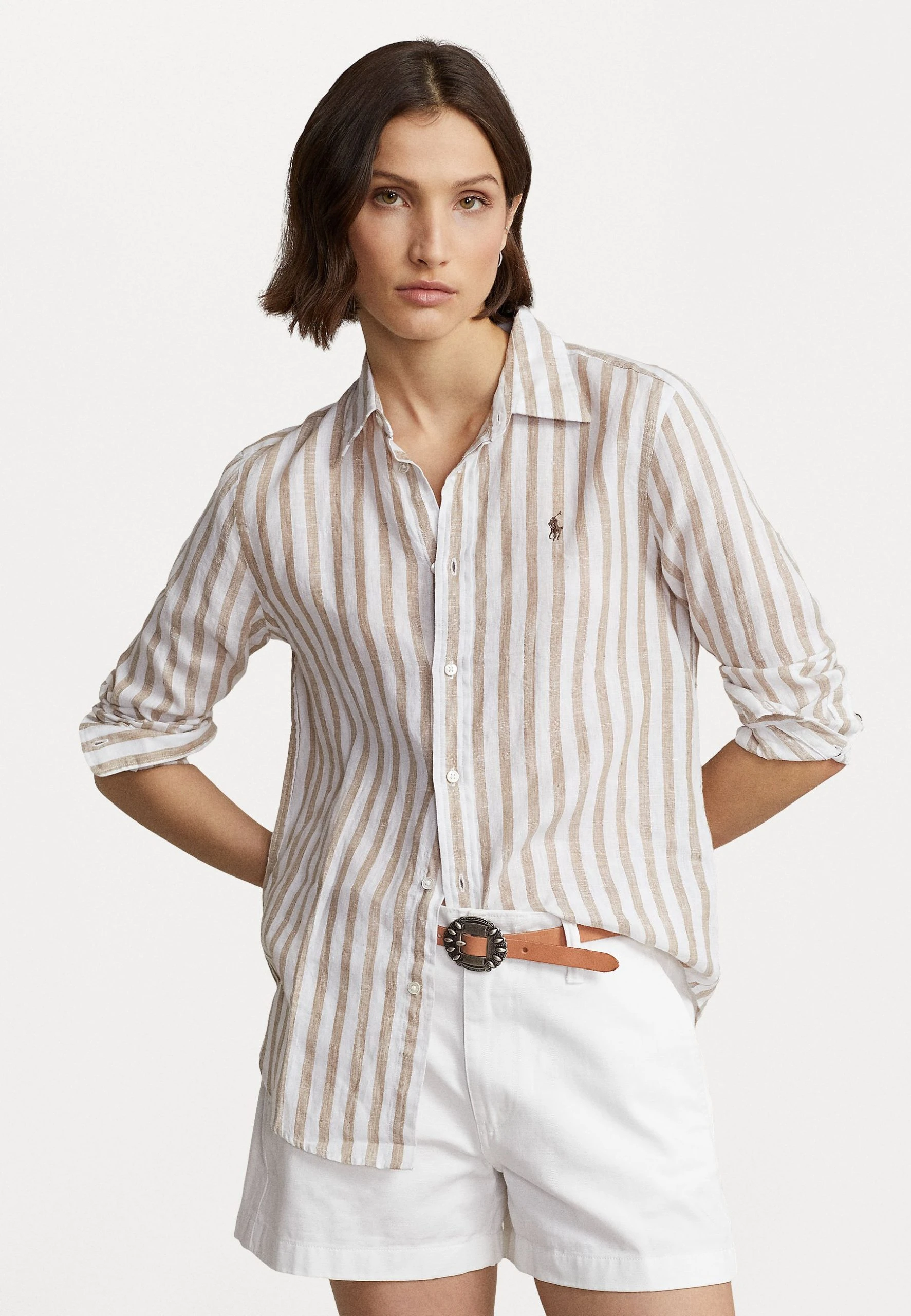 Polo Ralph Lauren RELAXED LONG SLEEVE BUTTON FRONT SHIRT - Koszula - Camel/white 3 Polo Ralph Lauren RELAXED LONG SLEEVE BUTTON FRONT SHIRT - Koszula - Camel/white