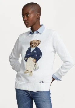 Polo Ralph Lauren BEAR LONG SLEEVE - Sweter - White