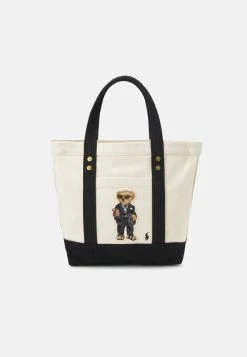 Polo Ralph Lauren TOTE MEDIUM - Torebka - Ecru/black