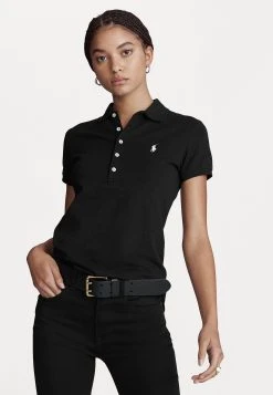 Polo Ralph Lauren JULIE SLIM SHORT SLEEVE - Koszulka Polo - Black/white