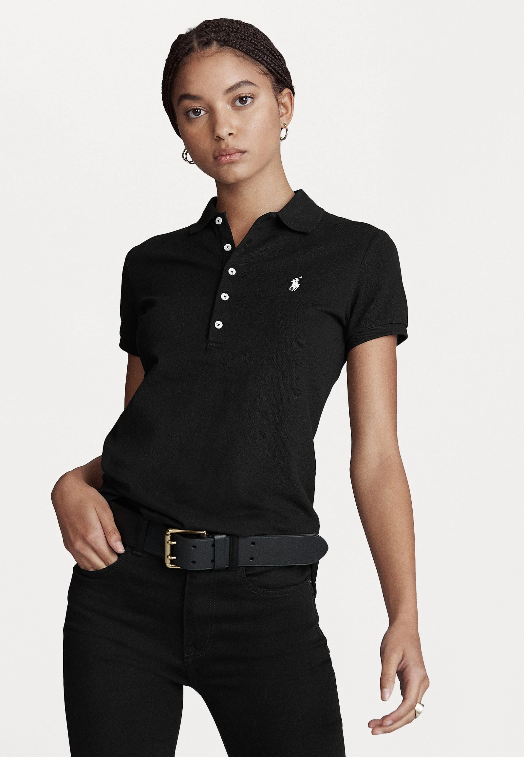 Polo Ralph Lauren JULIE SLIM SHORT SLEEVE - Koszulka Polo - Black/white 3 Polo Ralph Lauren JULIE SLIM SHORT SLEEVE - Koszulka Polo - Black/white
