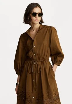 Polo Ralph Lauren ELIE LONG SLEEVE DAY DRESS - Sukienka Letnia - Hunter Brown