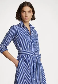Polo Ralph Lauren LONG SLEEVE DAY DRESS - Sukienka Koszulowa - Bright Navy/ White